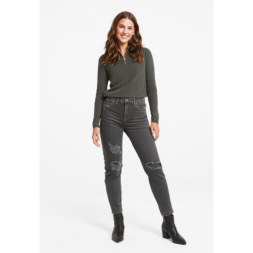 Joe’s Jeans-The Charlie High Rise Distressed Skinny Ankle Jeans - Obsidian - 24